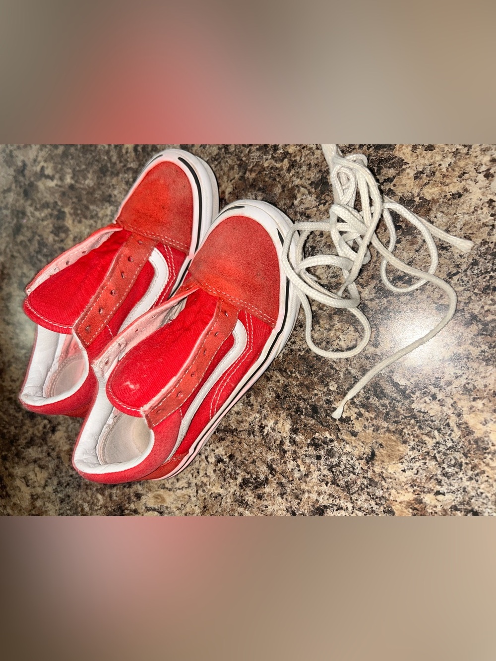 Vans Kids Red Low-Top Sneakers with White Side Stripe